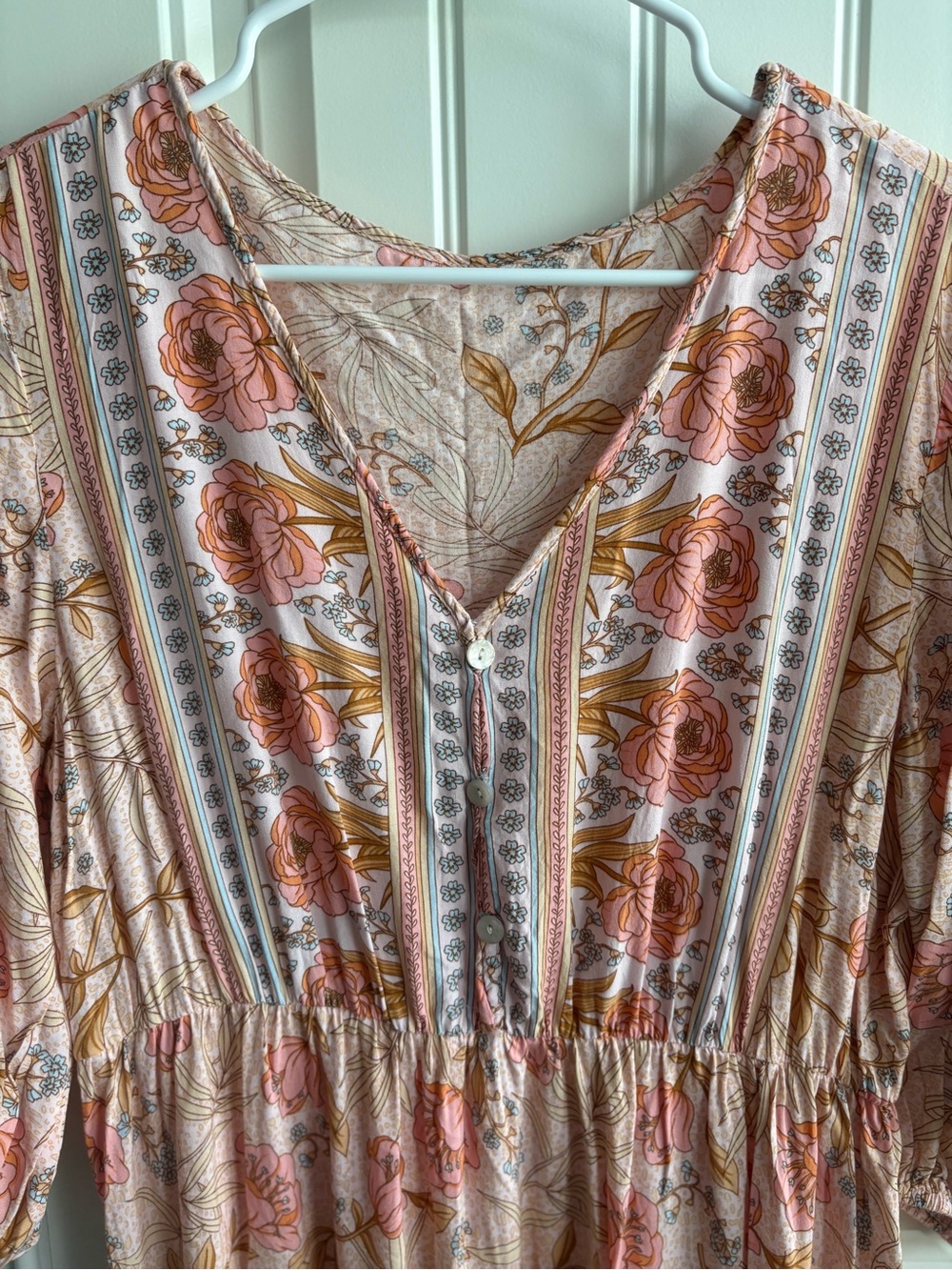 Bohemian Floral Midi Dress in Blush Pink - Picture 4 of 4